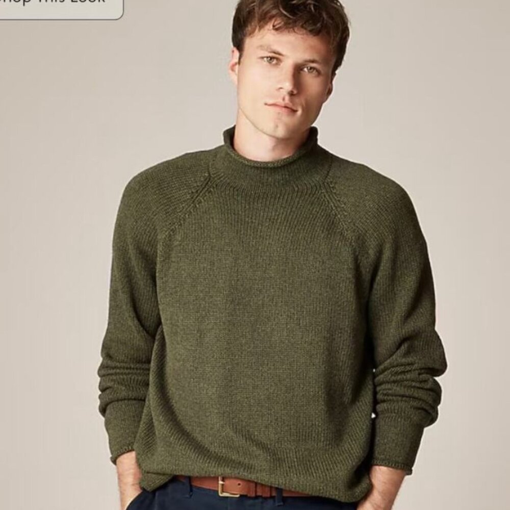 1988 Rollneck Sweater Hthr Moss EUC